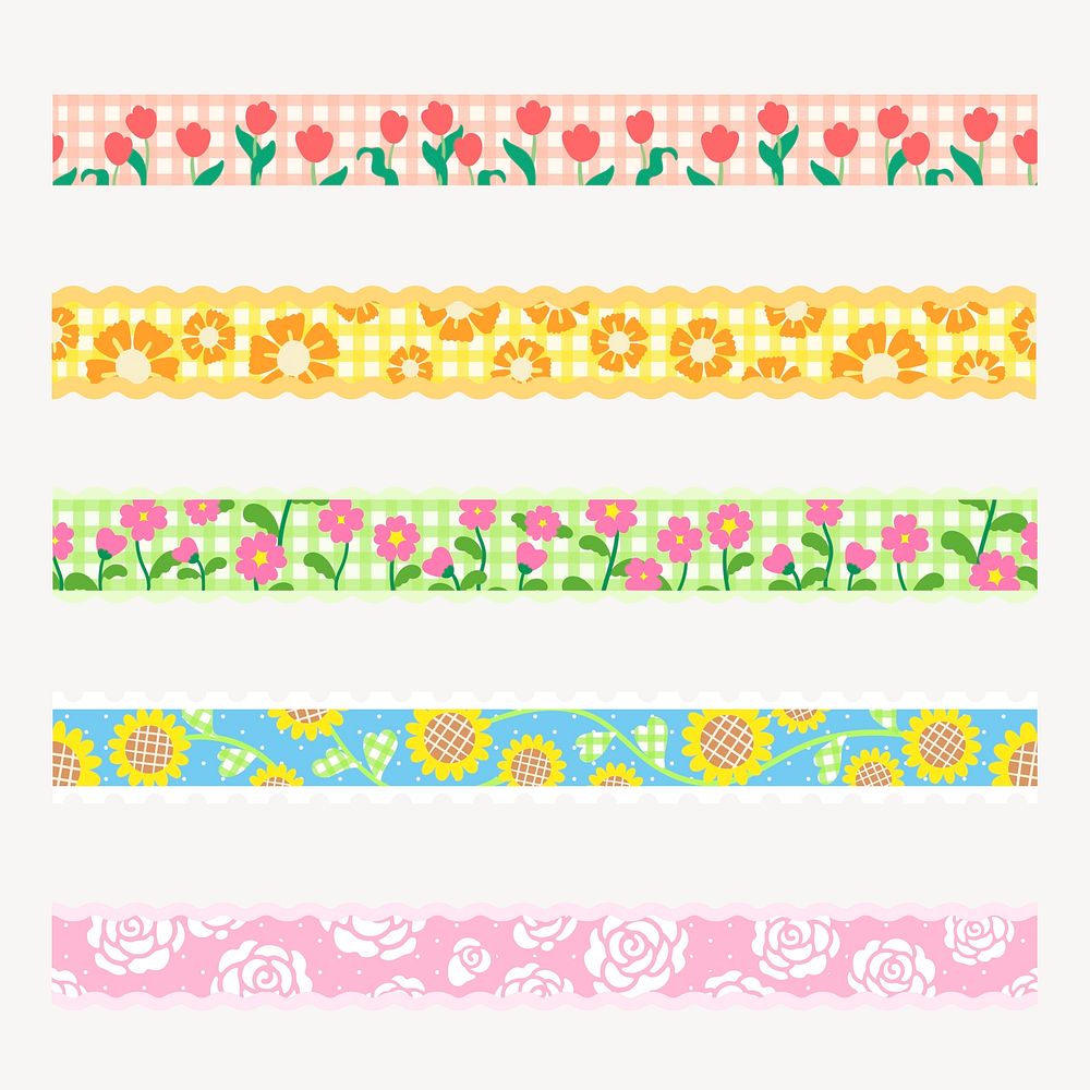 Flower pattern brushes vector, cute design, compatible with AI