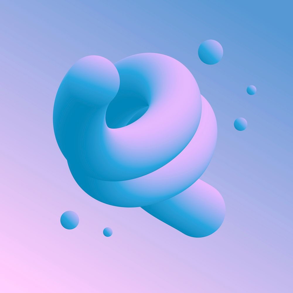 Twisted 3D abstract shape clipart, blue liquid design psd