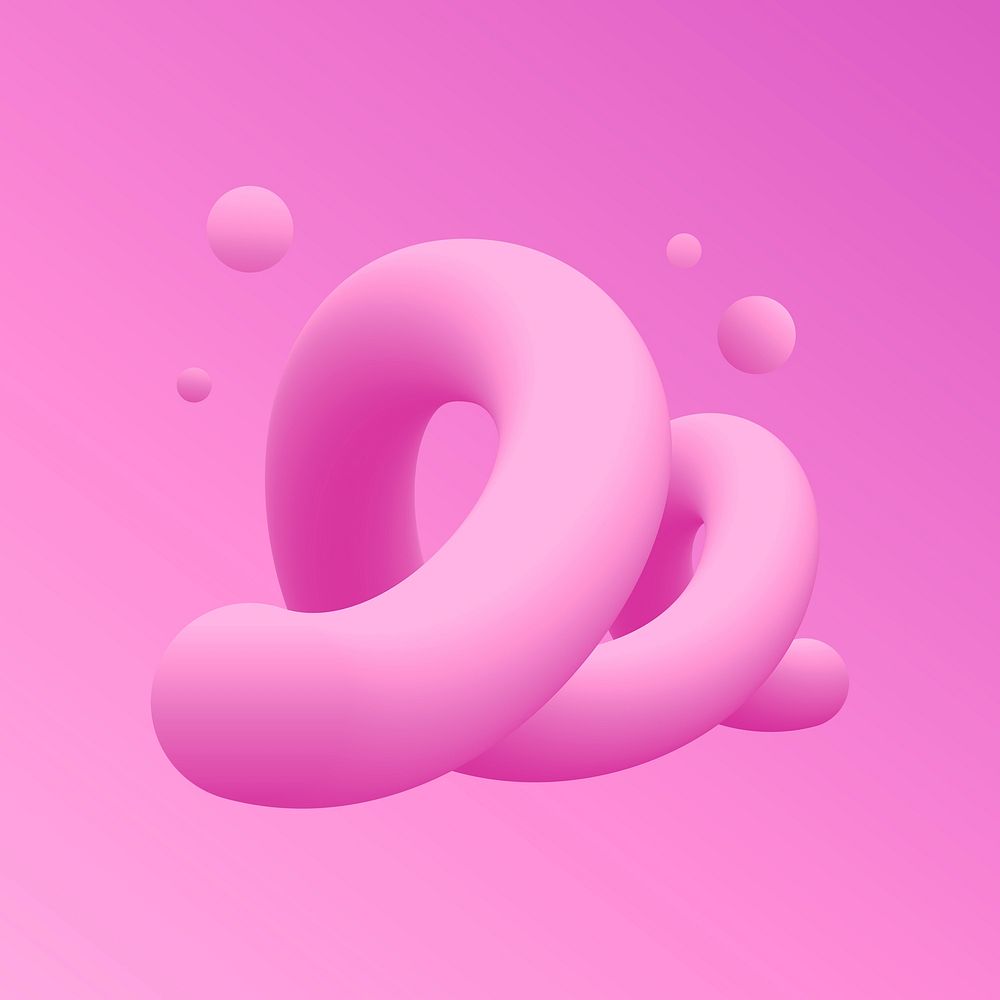 Twisted 3D abstract shape clipart, pink fluid design vector