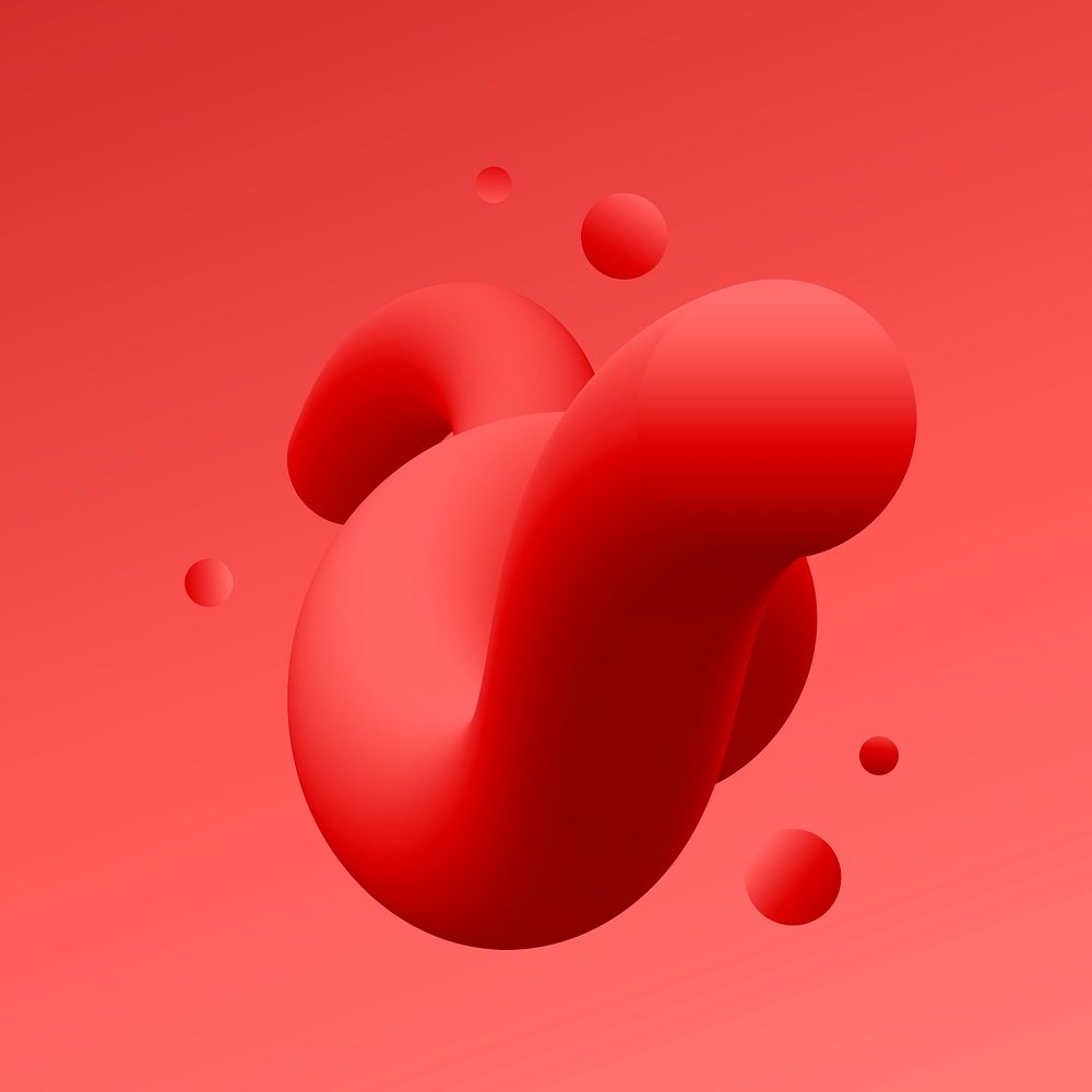 Red liquid shape clipart, 3D abstract collage element psd