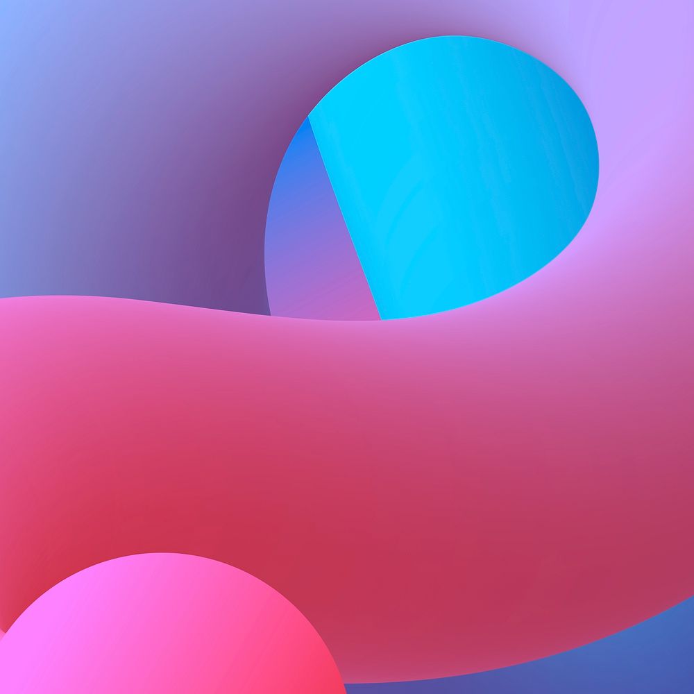 Pink 3D gradient background, colorful fluid shapes psd