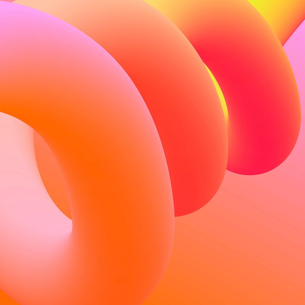 Aesthetic orange background, 3D gradient abstract shapes psd