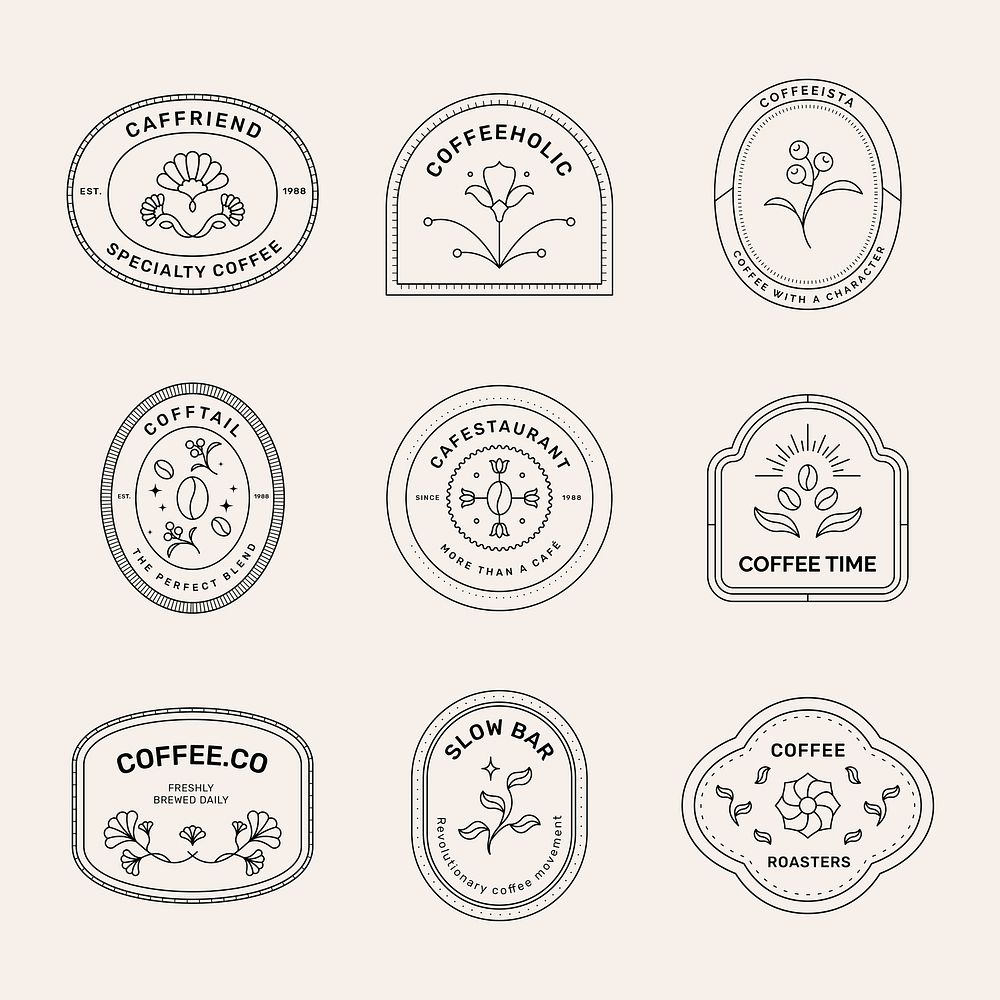 Simple coffee logo template, minimal branding design for business set psd