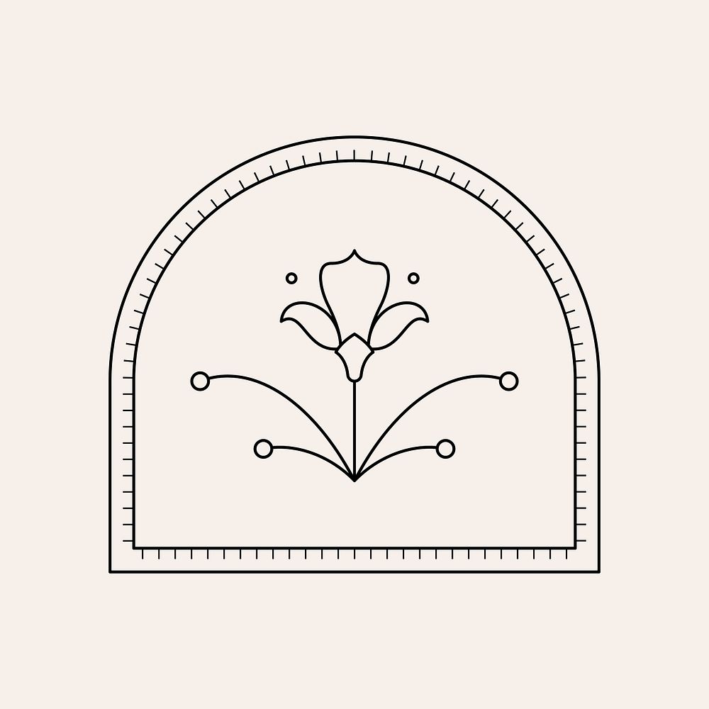 Minimal badge, floral ornament, minimal design illustration