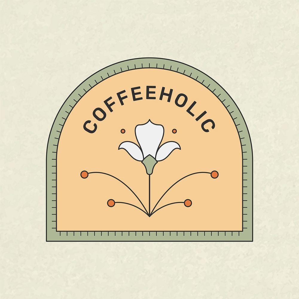 Aesthetic logo template, Coffeeholic, simple branding design for business vector