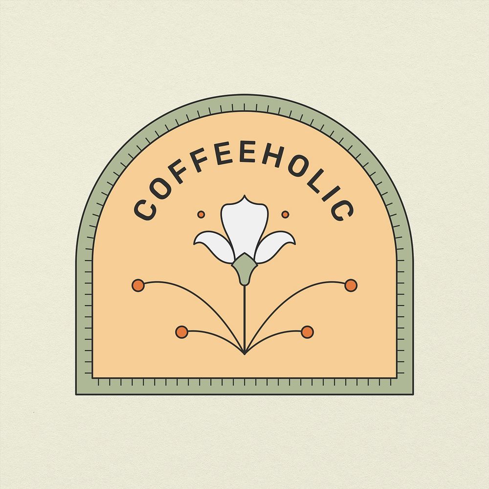 Creative logo template, Coffeeholic, simple retro design, branding icon for professional business psd