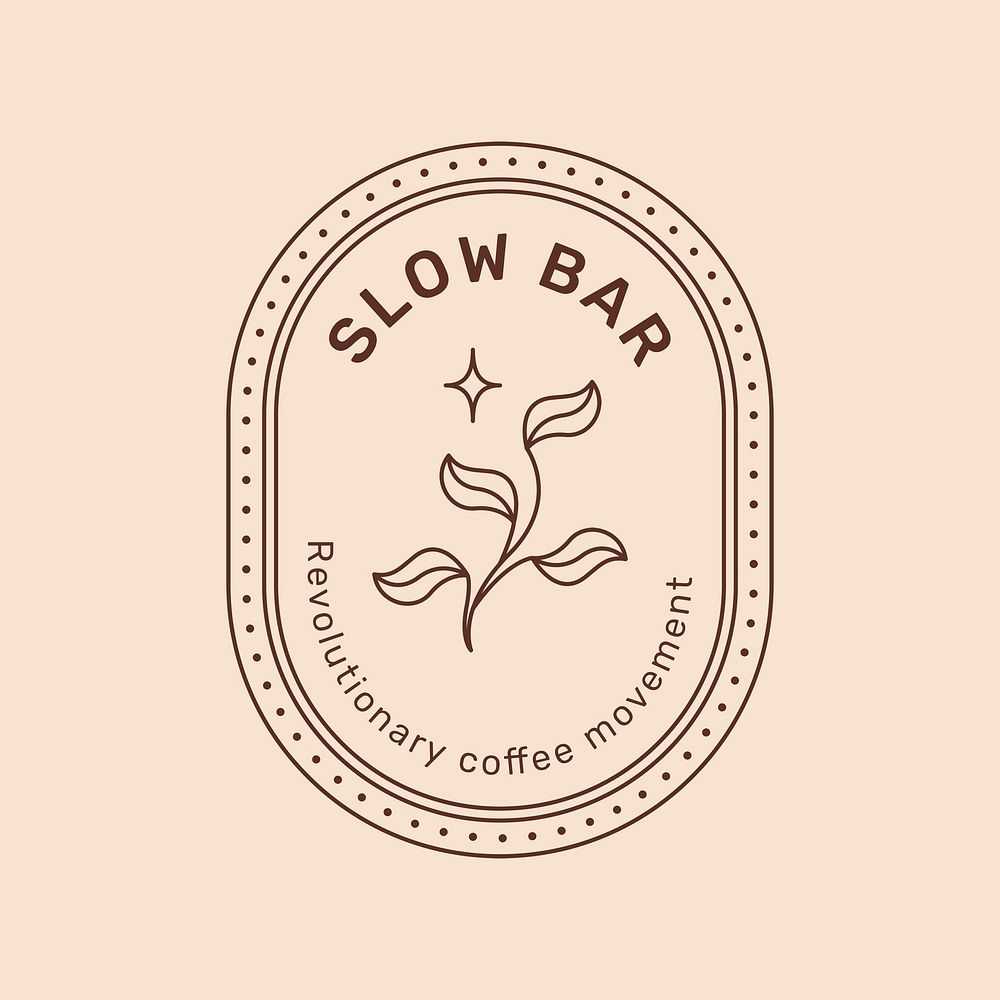 Aesthetic coffee logo template, Slow Bar, simple branding design for business vector