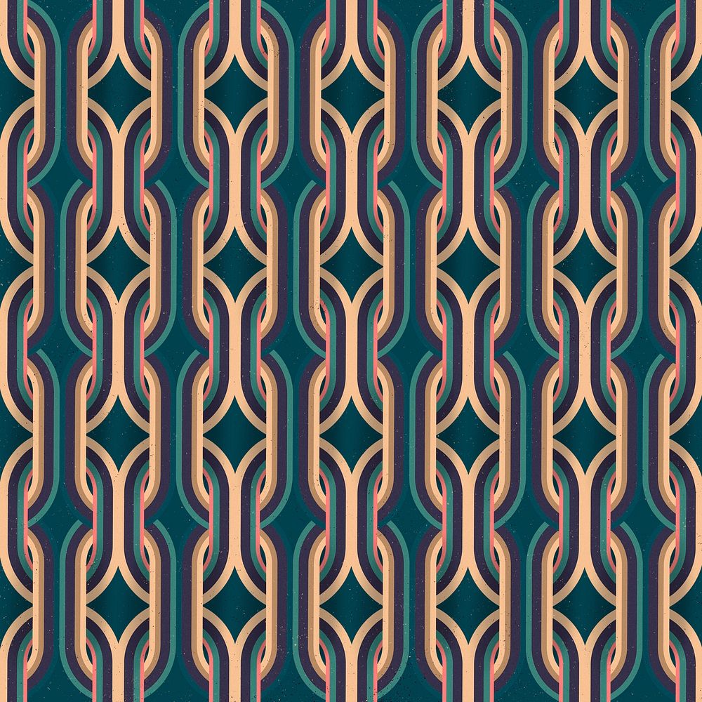 Interlaced chain pattern background, blue geometric design psd