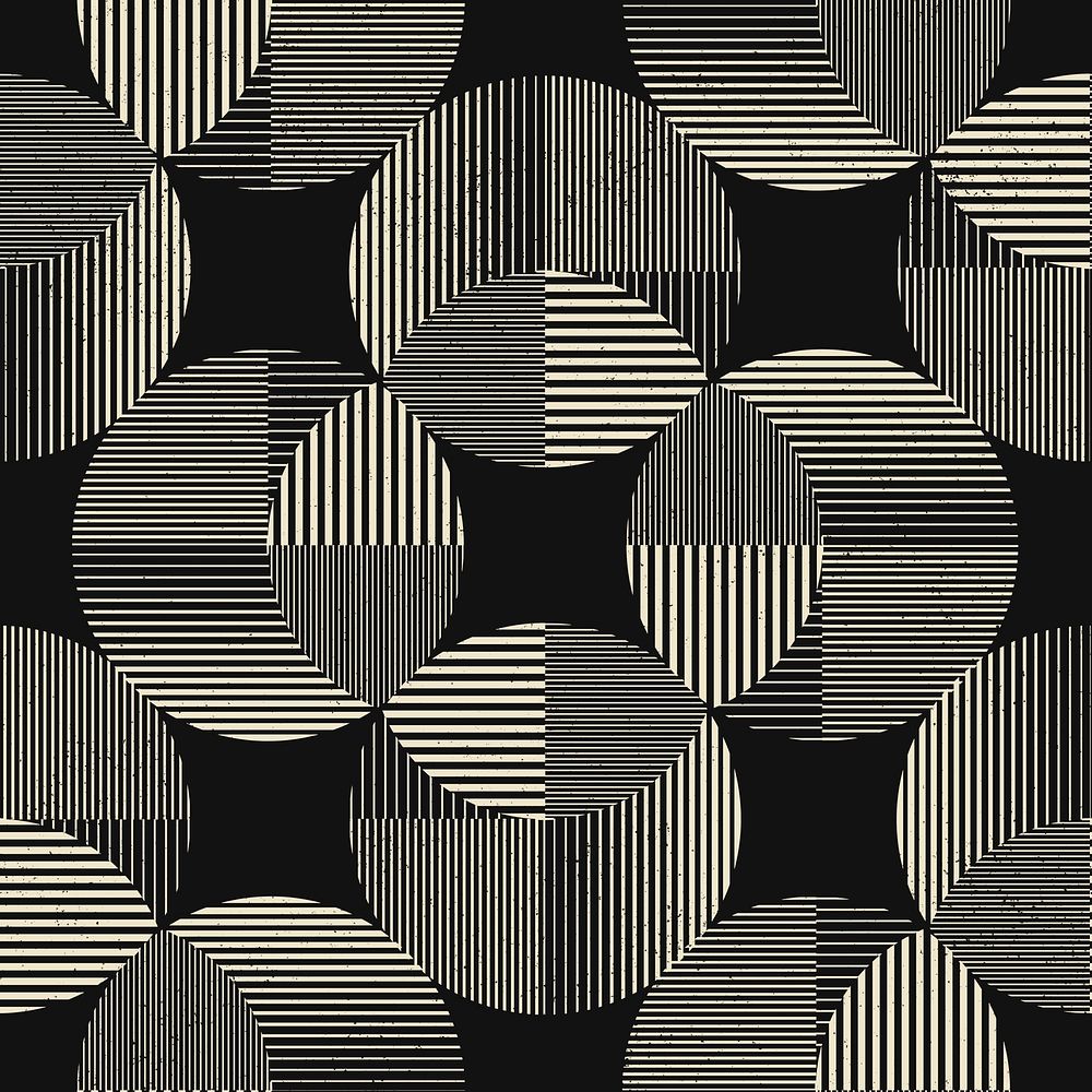 Geometric circle social media post background, black seamless round design