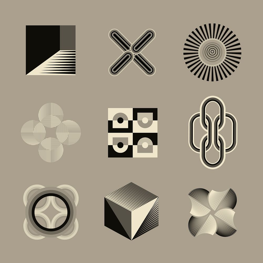 Retro geometric stickers, decorative collage elements set vector