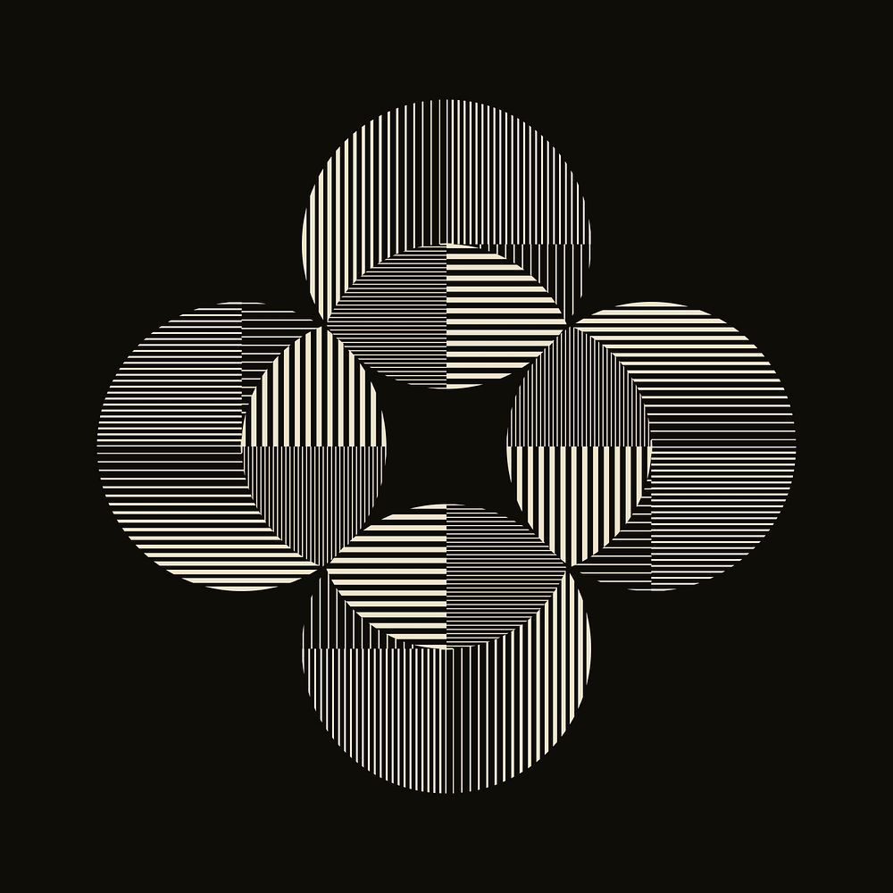 Geometric retro sticker, abstract black illustration, collage element psd