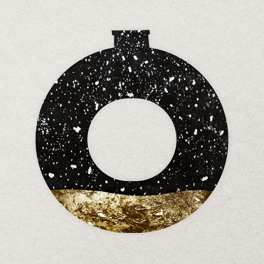 Kintsugi O-shape vase sticker, gold aesthetic pottery psd