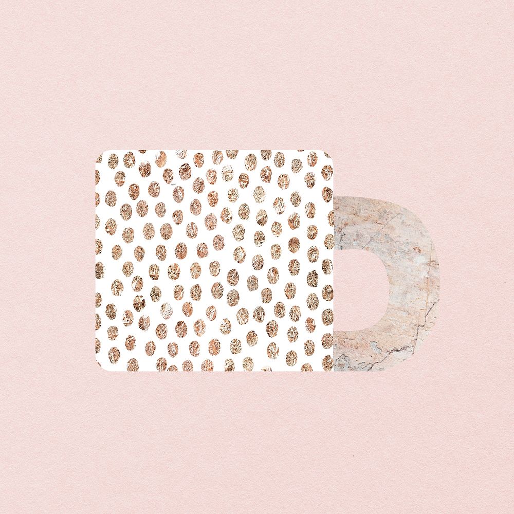 Coffee mug clipart, pink kintsugi ceramic in abstract psd