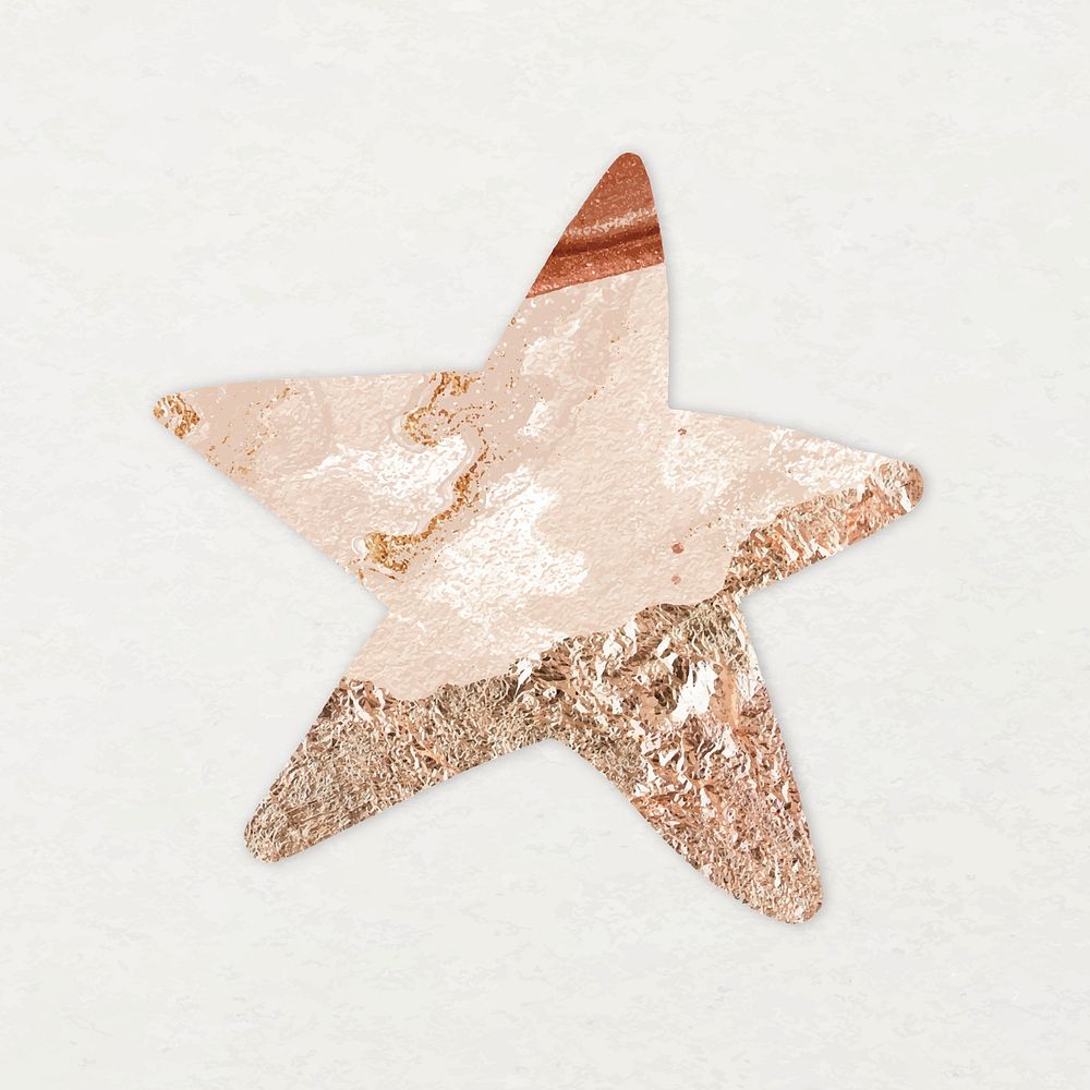 Rose gold star clipart, aesthetic shape vector