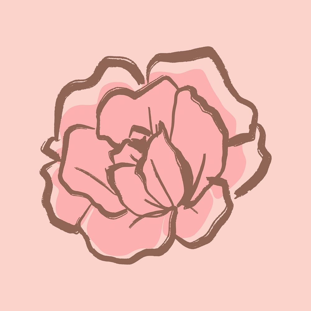 Rose collage sticker, simple pink flower for scrapbook psd