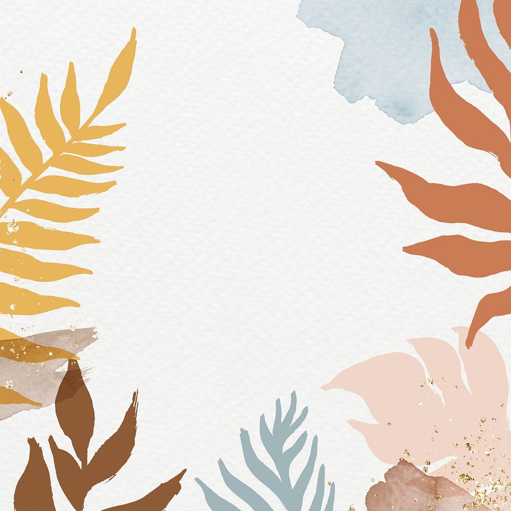 Pastel leaf background, aesthetic watercolor illustration psd