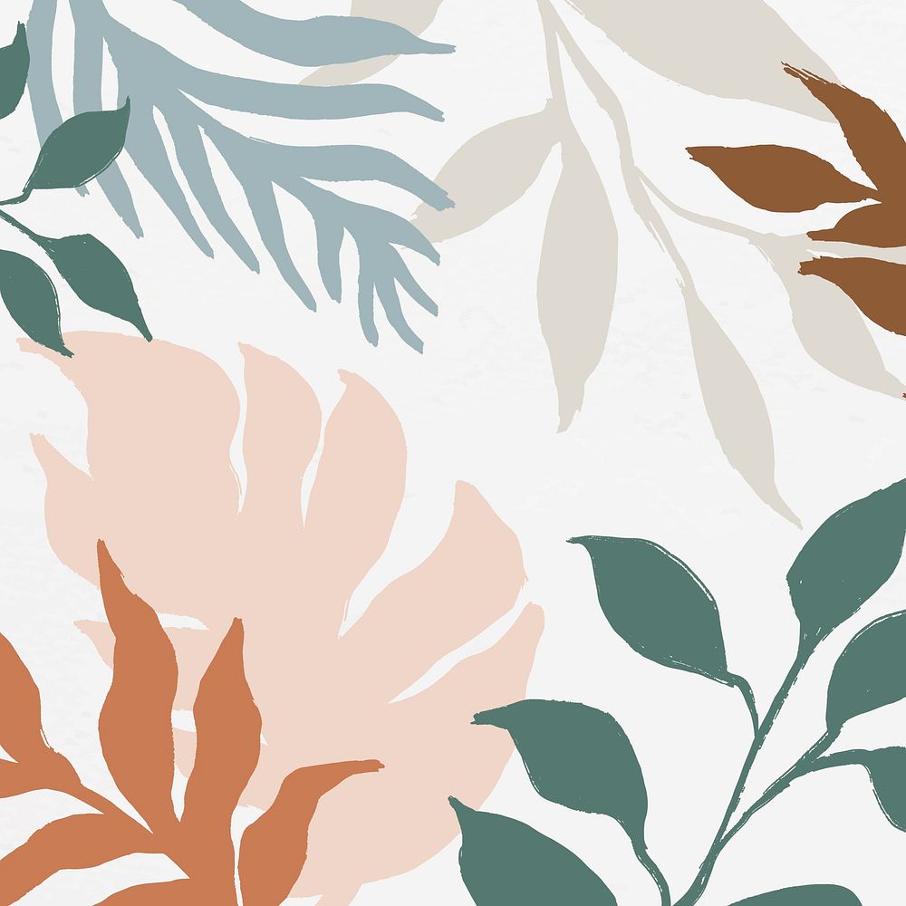 Simple leaf background, pastel botanical illustration vector