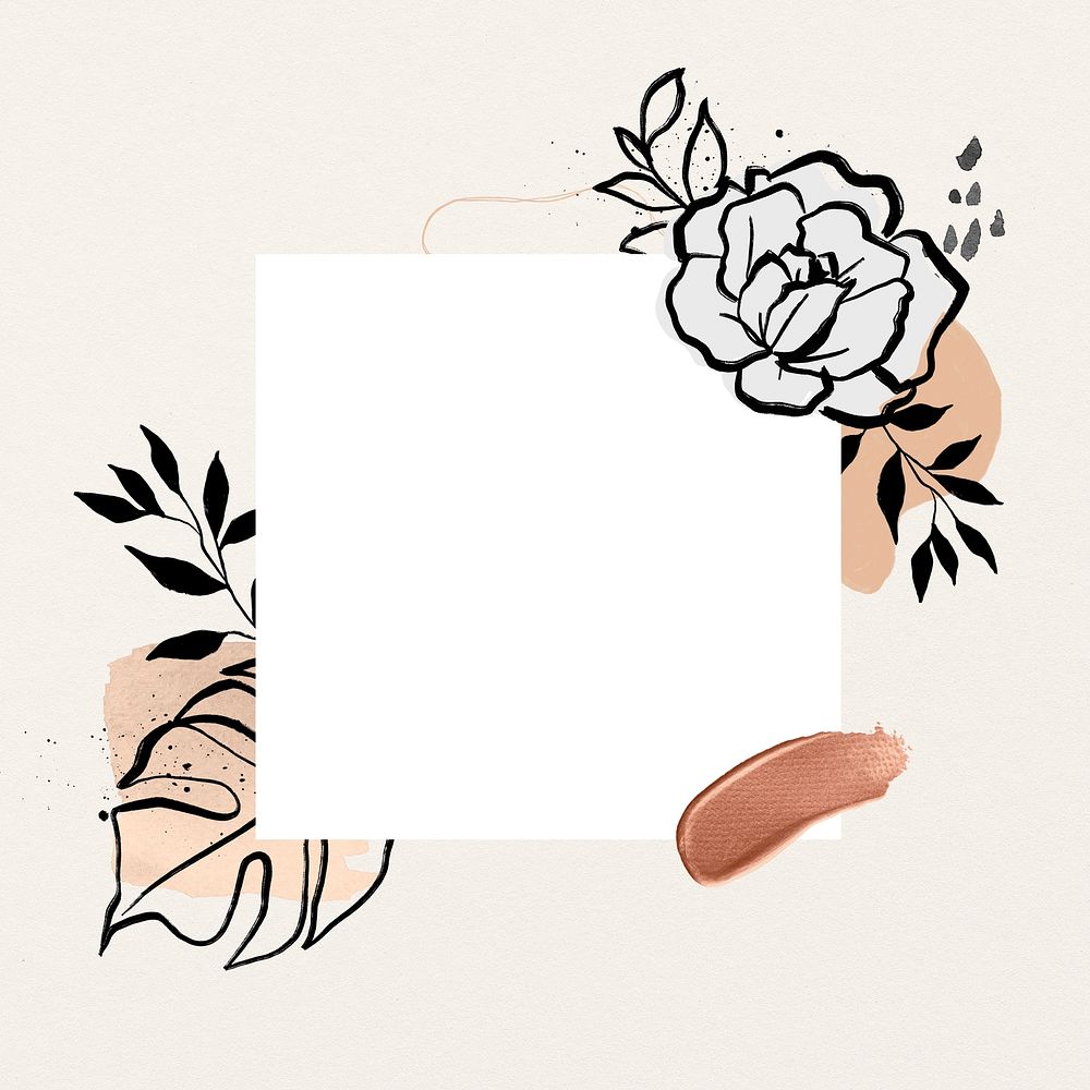 Flower frame, pastel botanical illustration for wedding card