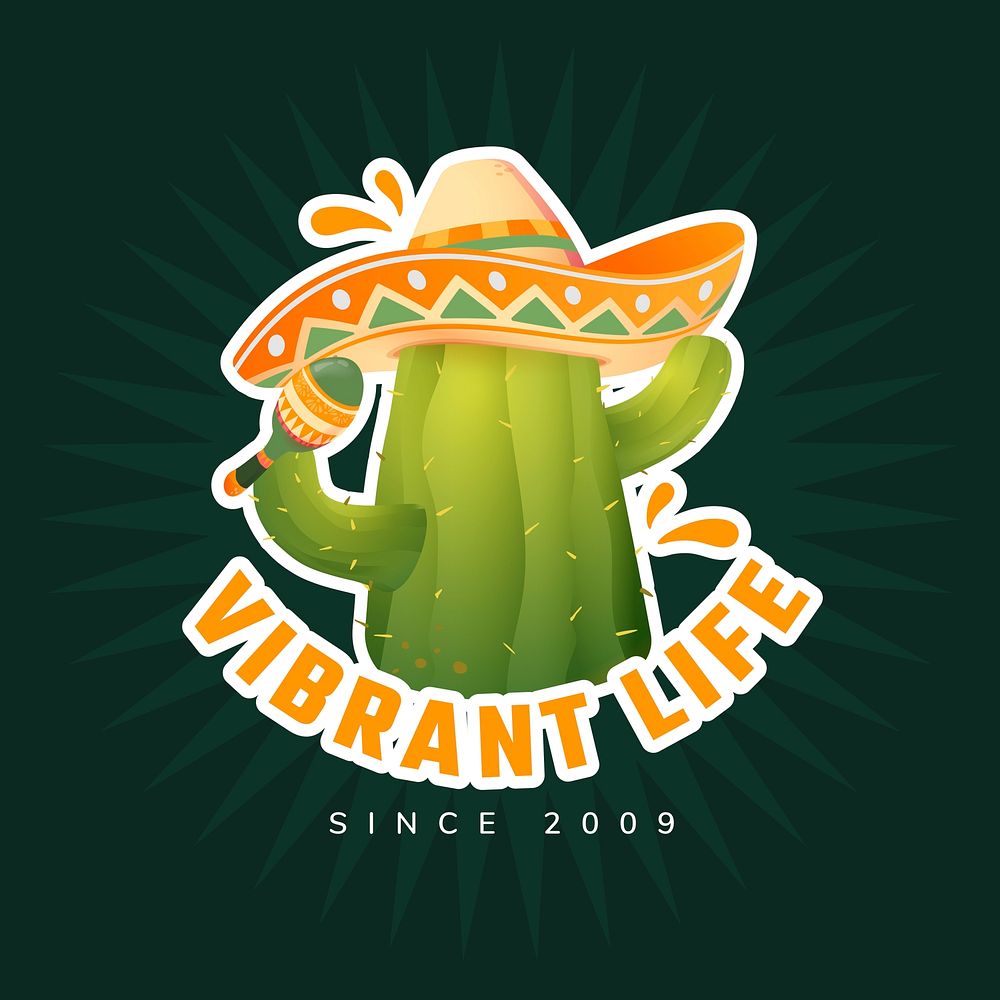 Cute logo template, festival Mexican style vector