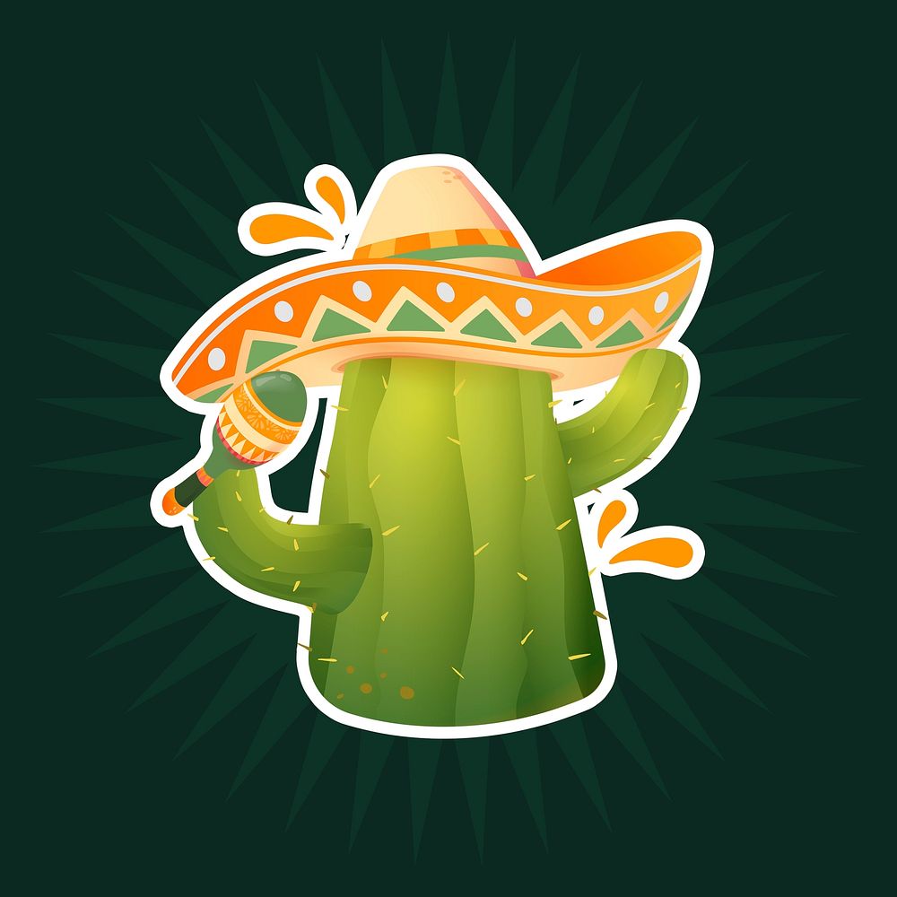 Cactus png doodle clipart, Mexican design psd