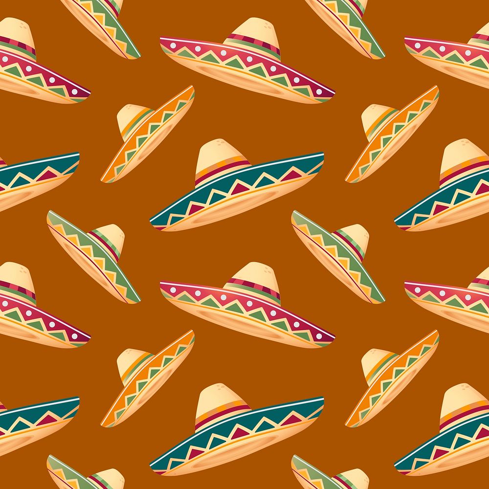 Mexican hat seamless pattern background psd