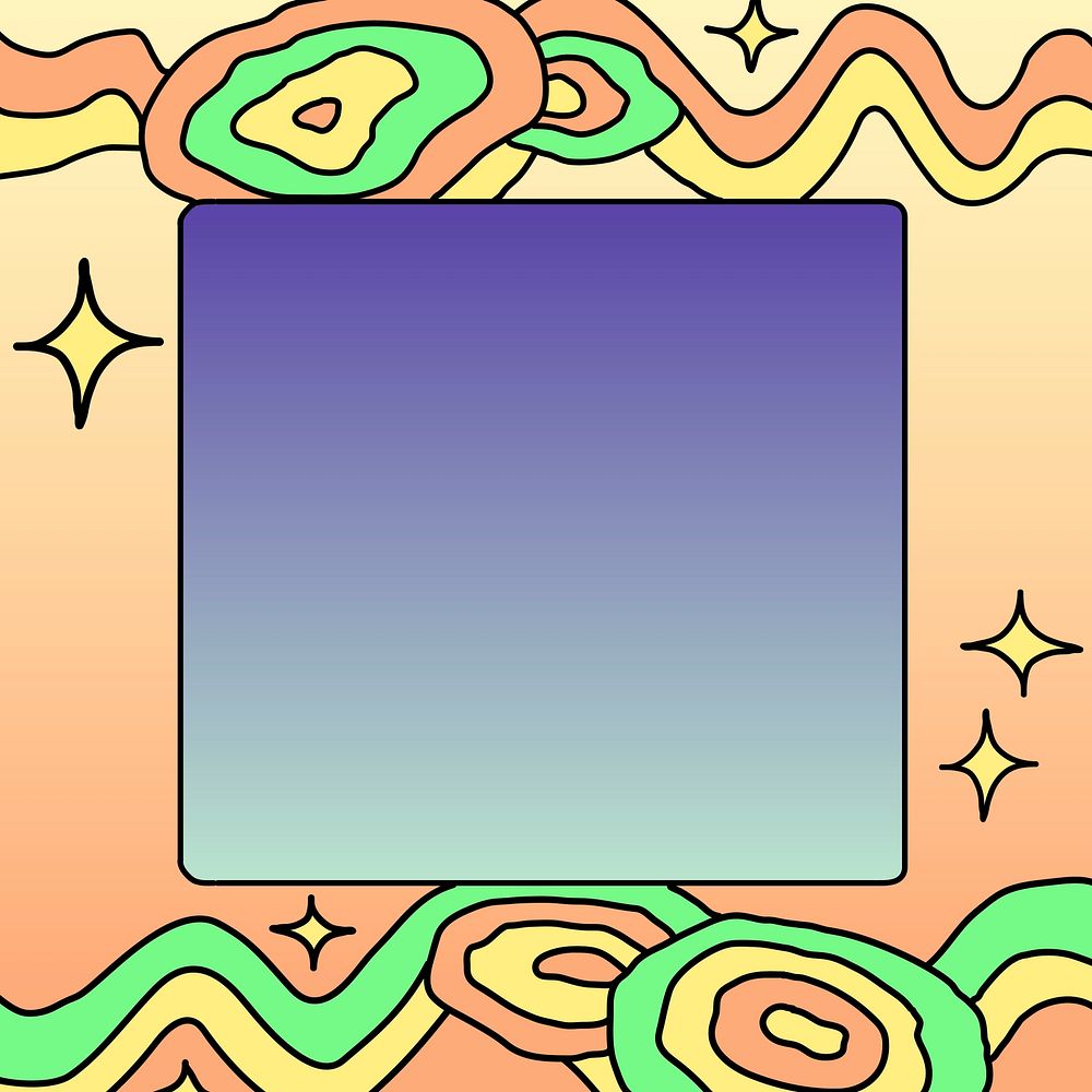 Abstract funky frame, doodle wavy lines illustration