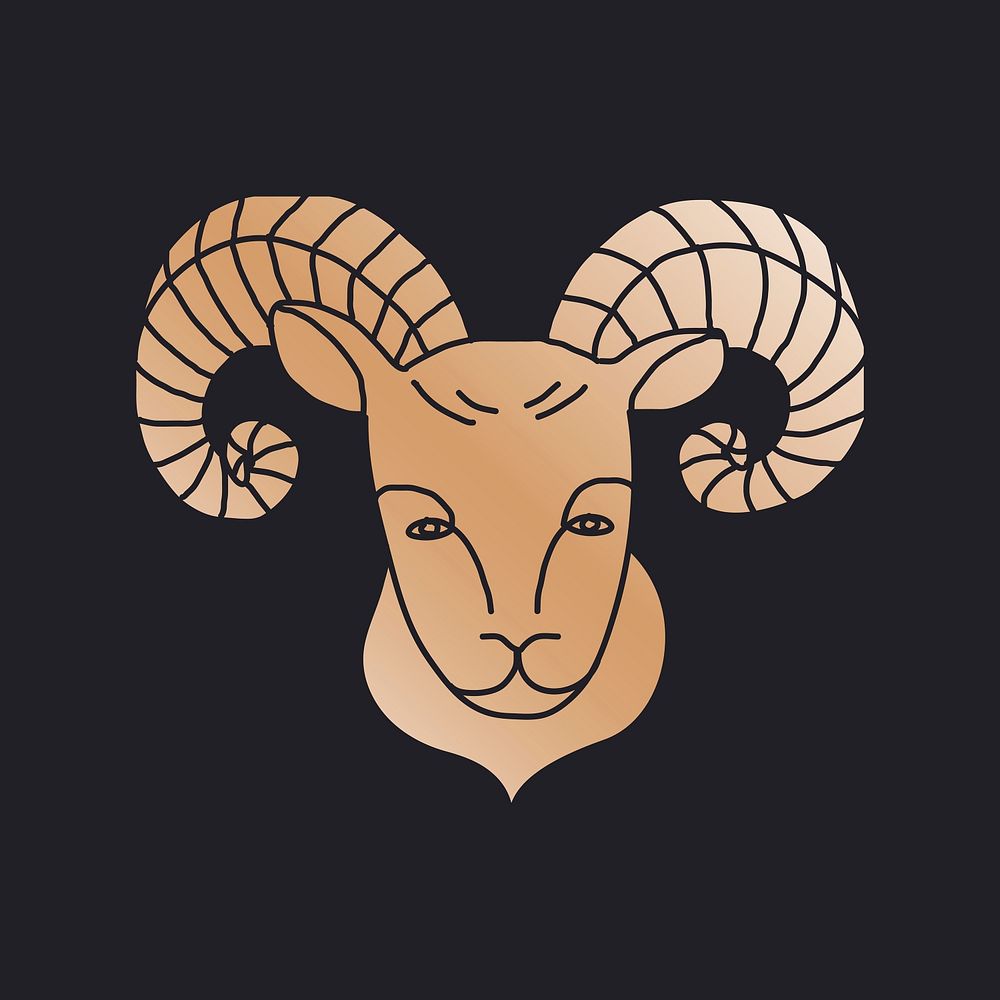 Aries zodiac sign doodle design graphic