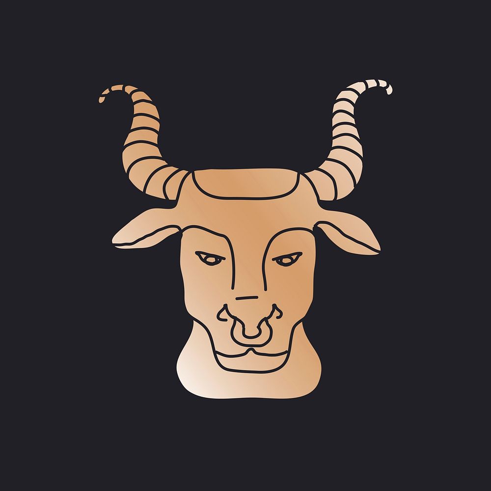 Taurus horoscope, gold gradient design illustration