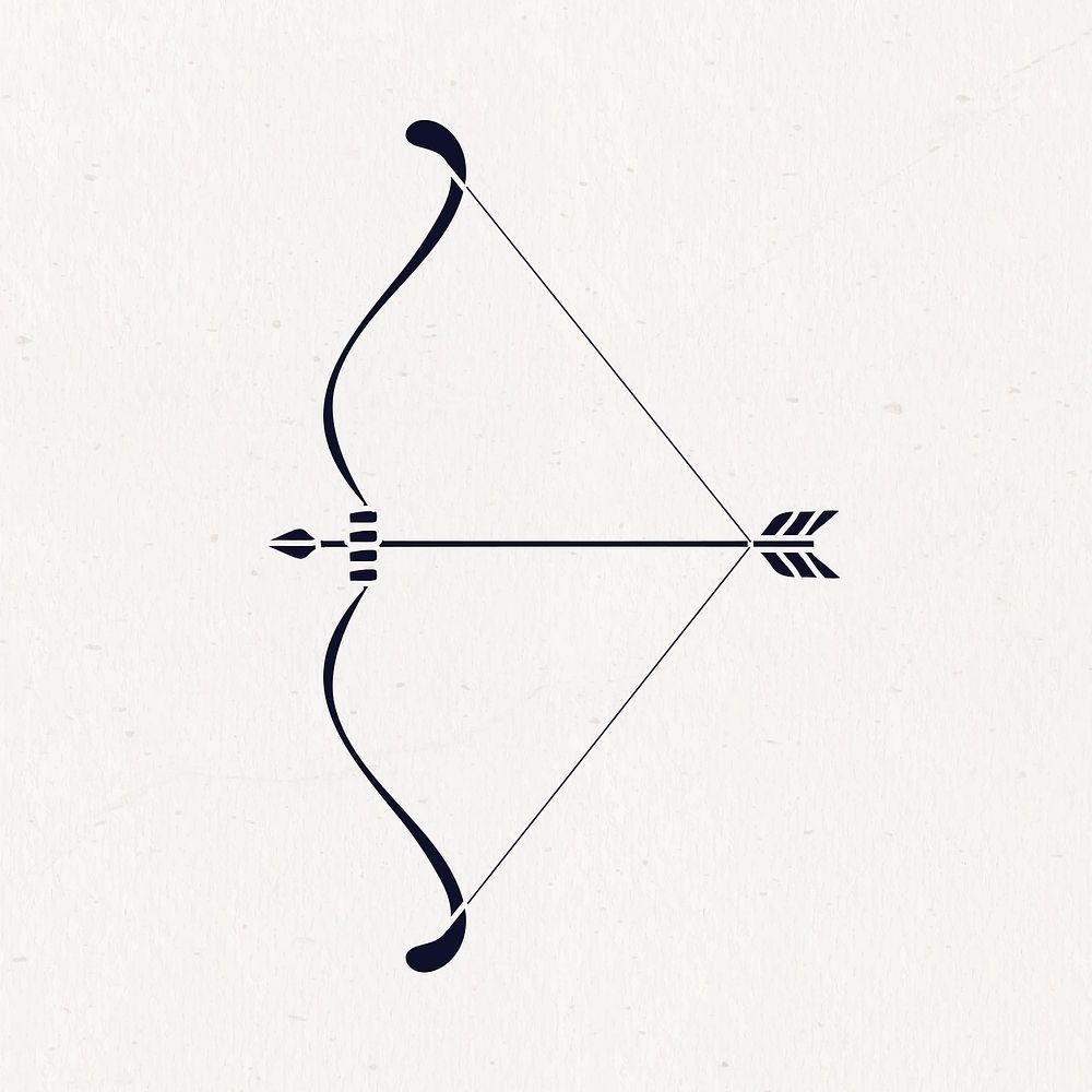 Zodiac sign Sagittarius doodle art graphic, black and white design