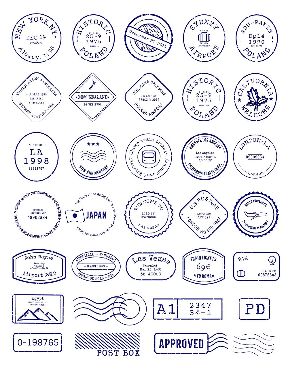 Vector of various stamp design