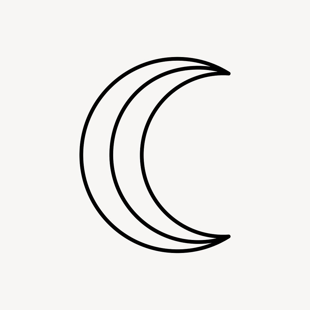 Crescent moon, celestial line art design
