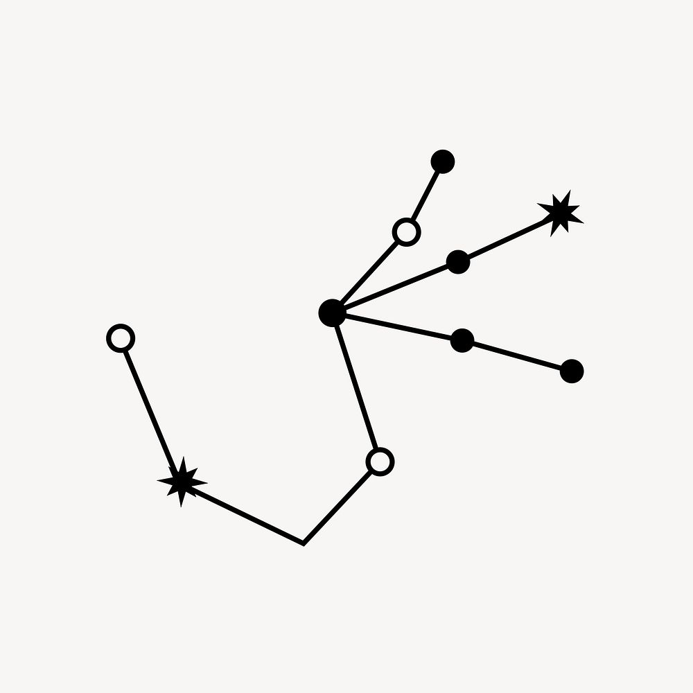 Simple astrology graphic, celestial black line art design
