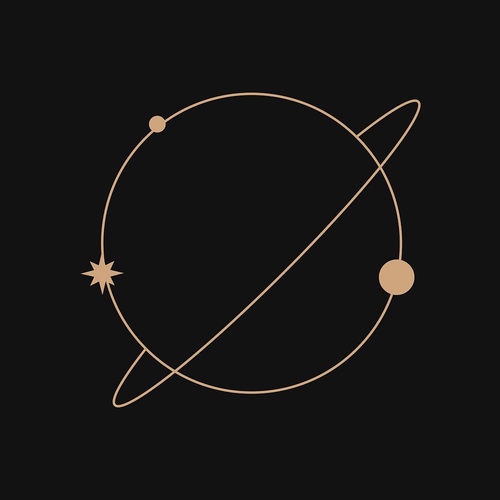 Astrology frame, gold black celestial line art style