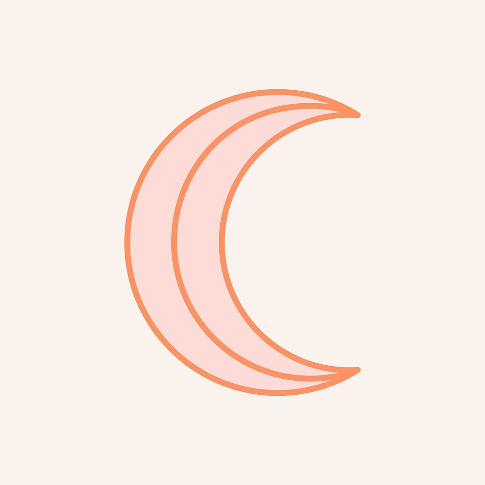 Simple crescent moon, celestial line art design