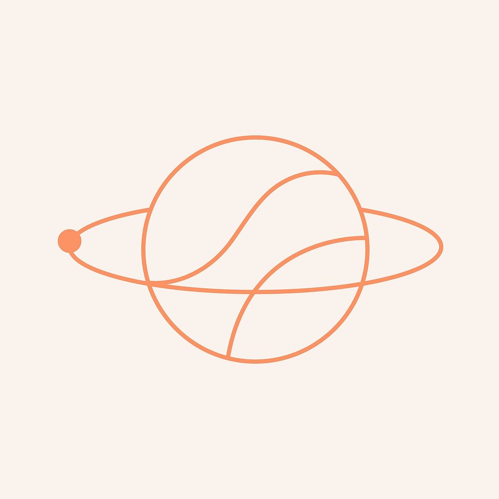 Pastel Saturn, celestial line art design