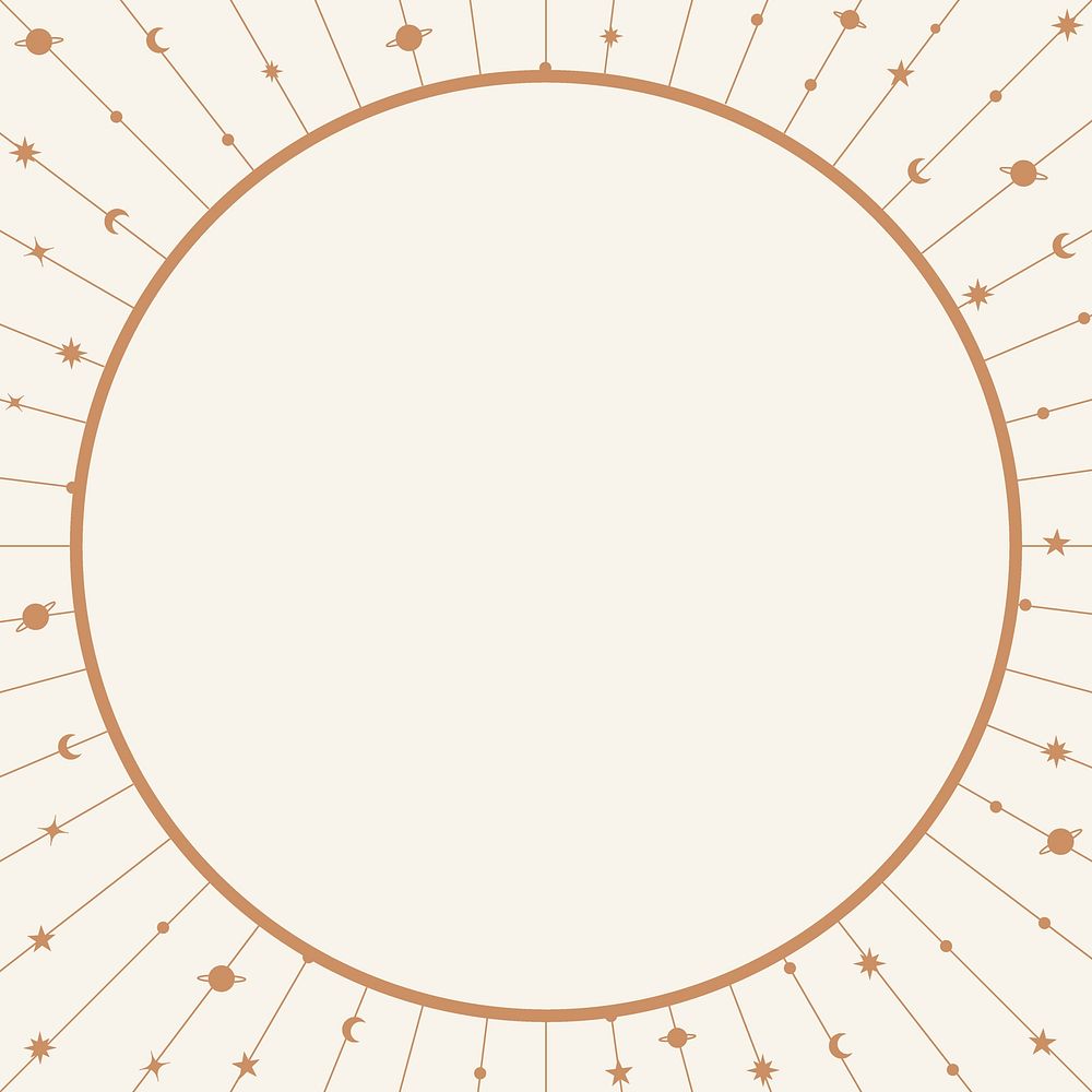Circle star frame background, minimal celestial design psd