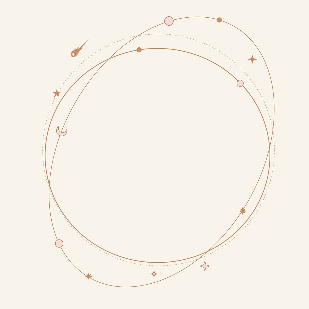 Pastel frame, simple celestial line art design