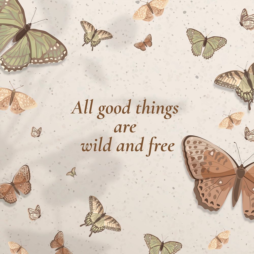 Butterfly quote Instagram post template, beautiful vintage pattern vector