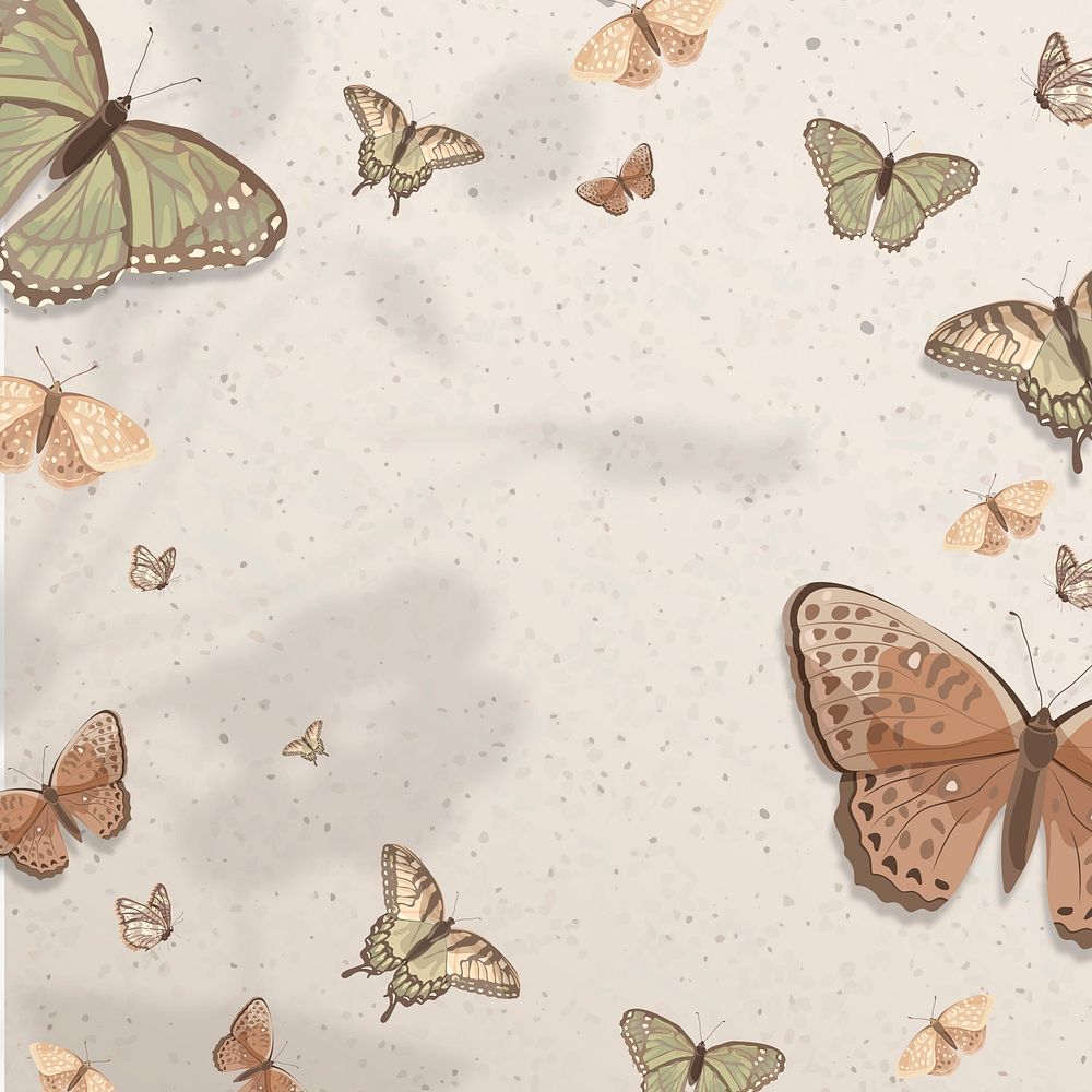 Aesthetic butterfly patterned background, Instagram post design psd