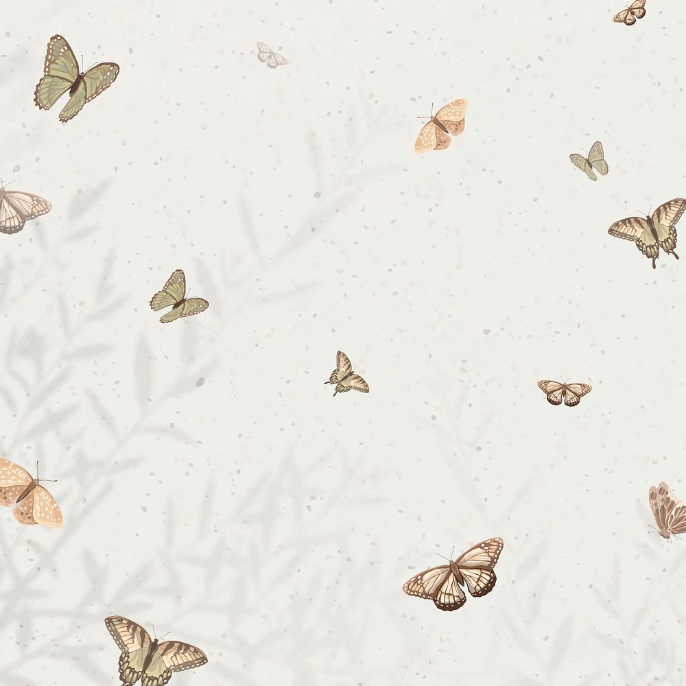 Butterfly autumn background, aesthetic watercolor design psd