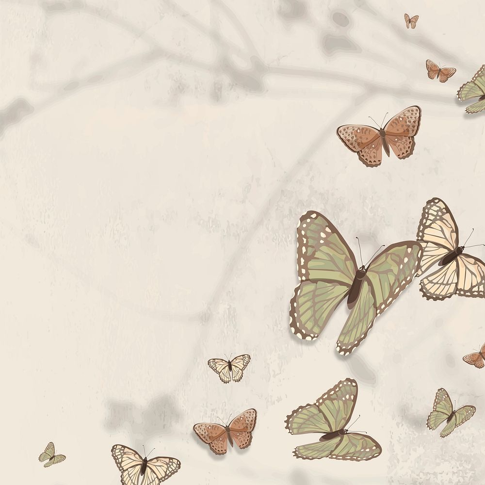 Butterfly social media post background, aesthetic watercolor illustrations psd