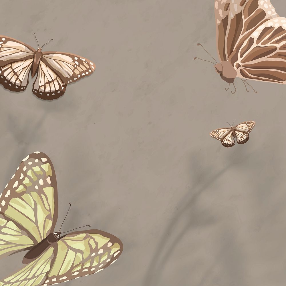 Butterfly autumn background, aesthetic watercolor design psd