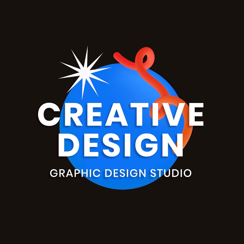 Blue 3D logo template, creative logo design psd