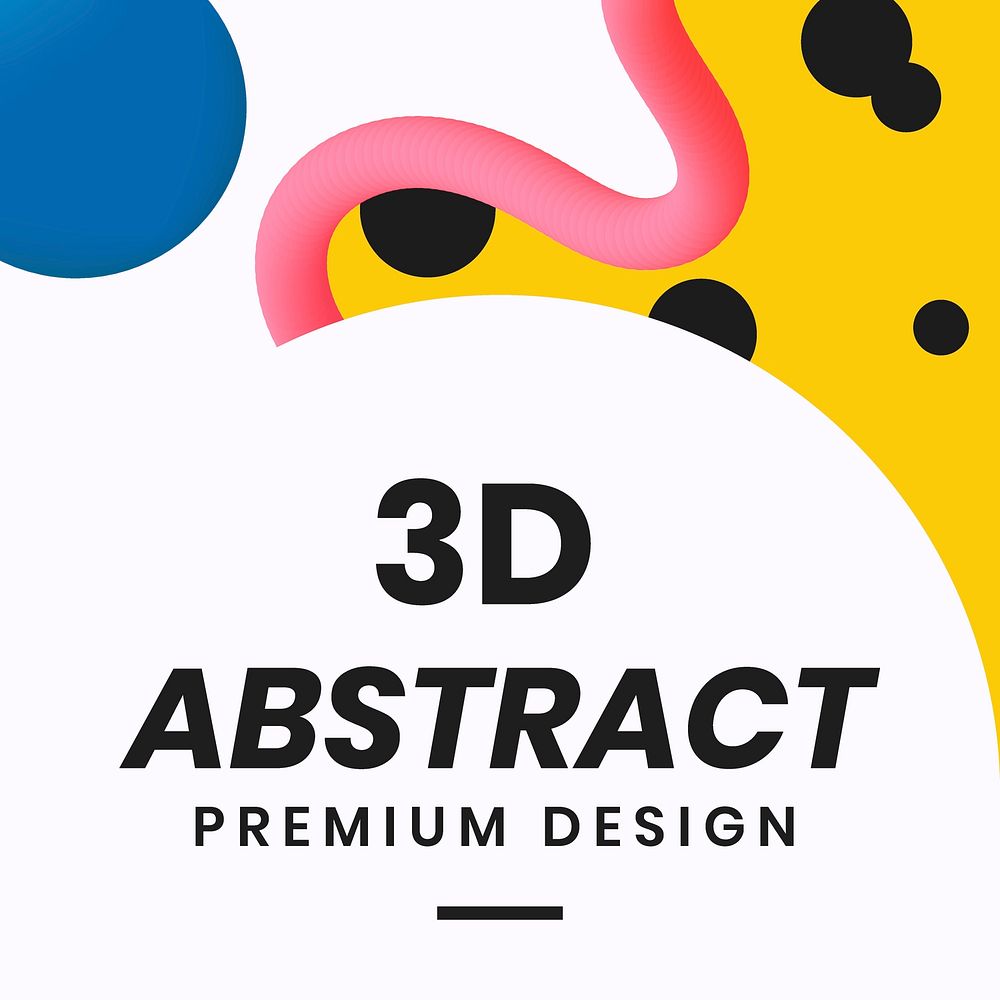 3D render Instagram post template, funky abstract design vector