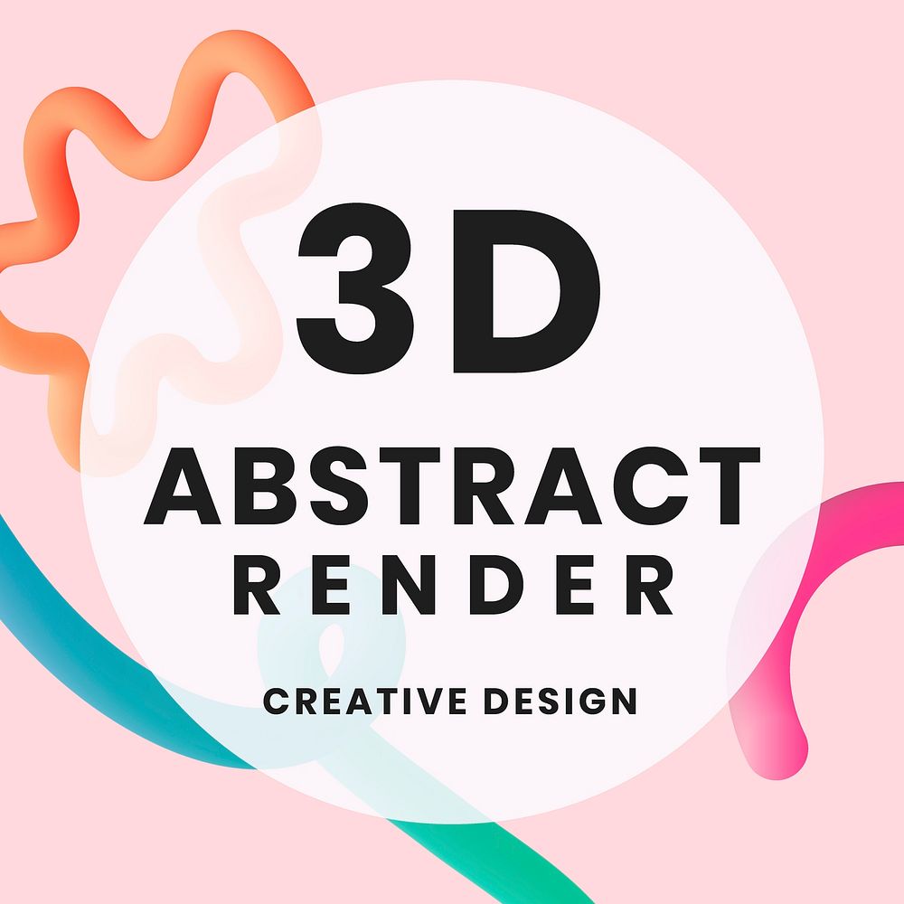 3D render Instagram ad template abstract pastel design vector