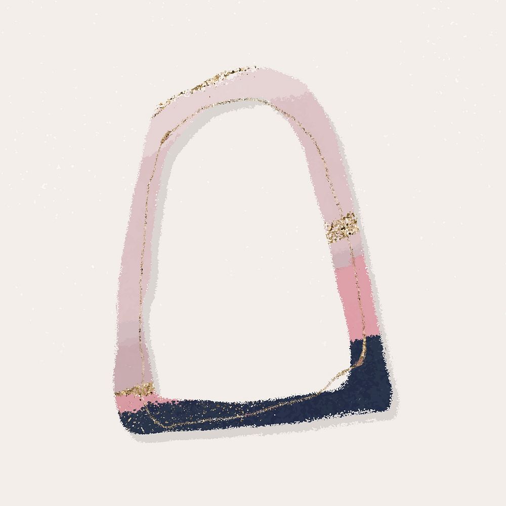 Arch frame shape cut out, pink glittery in pastel vector