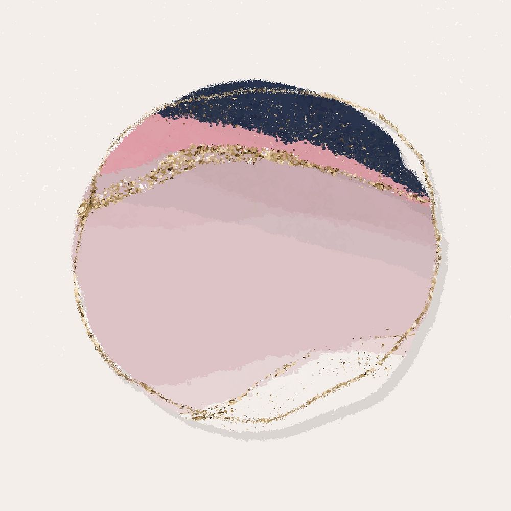 Circle textured shape cut out, pink glittery in pastel vector