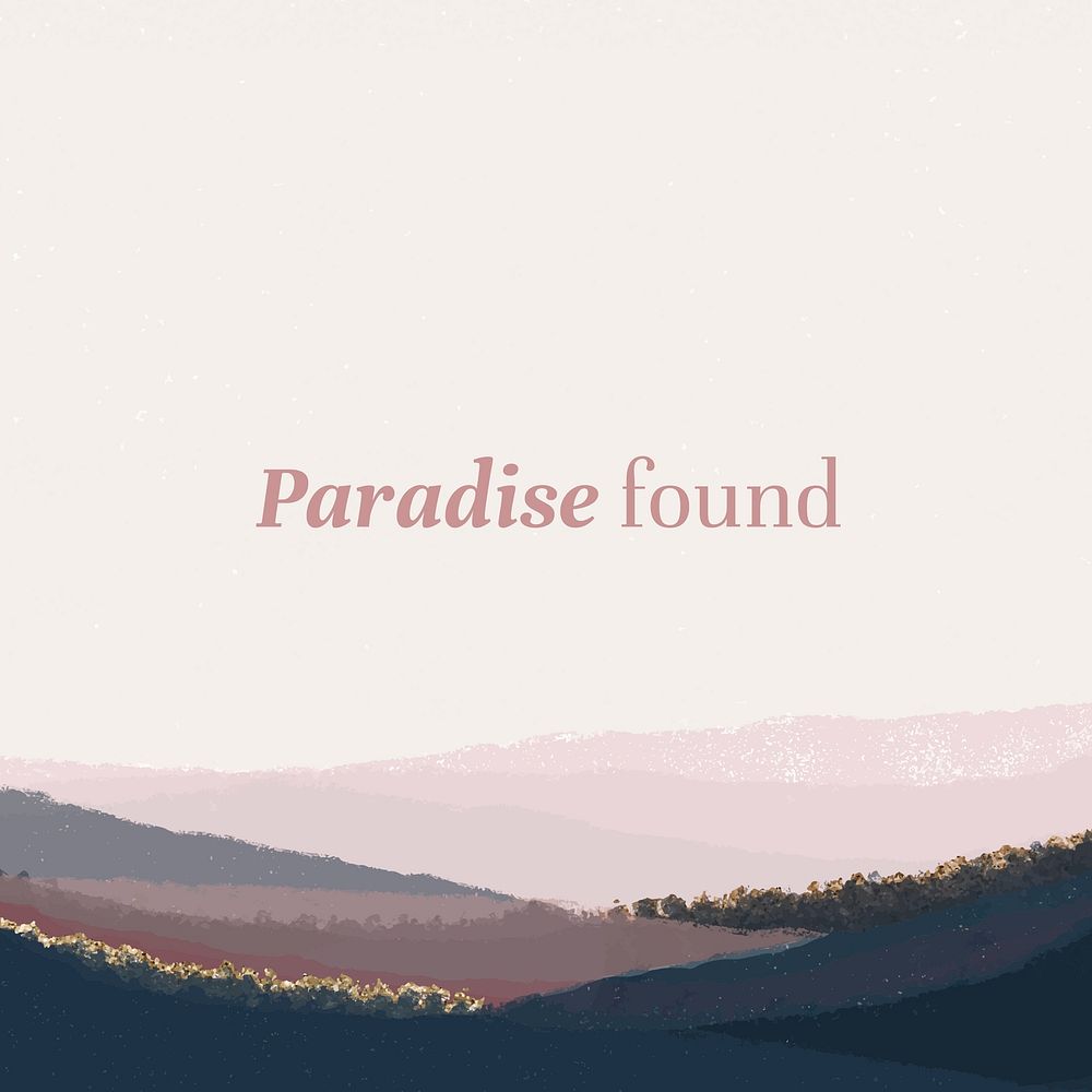 Paradise found Instagram post template, aesthetic landscape illustration vector