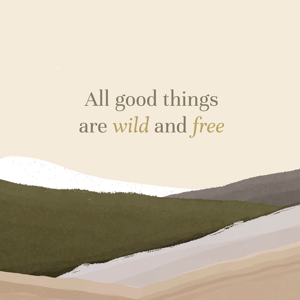 Mountains Facebook post template, positive quote vector