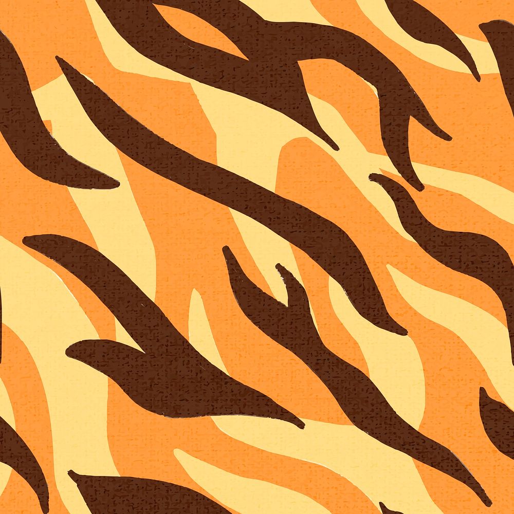 Tiger pattern orange background seamless, social media post psd